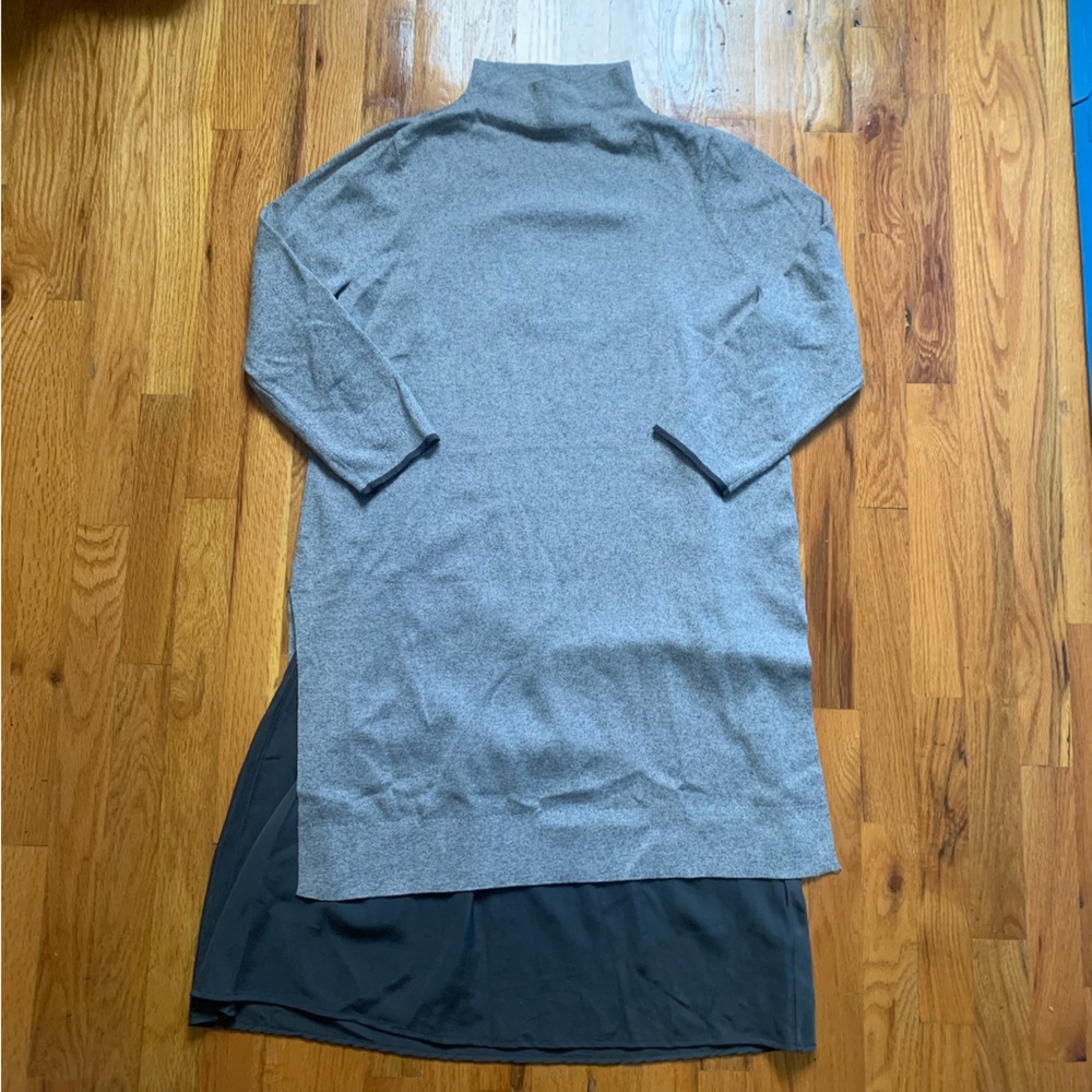 Nic + Zoe Chiffon Slip Gray Mock Neck sweater dress size XL